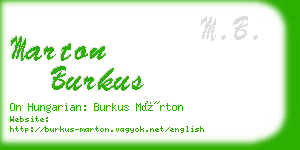 marton burkus business card